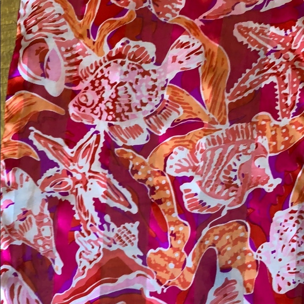 Bill Blass silk scarf with sea life (seashells, fish, starfish, etc.) - Picture 7 of 10